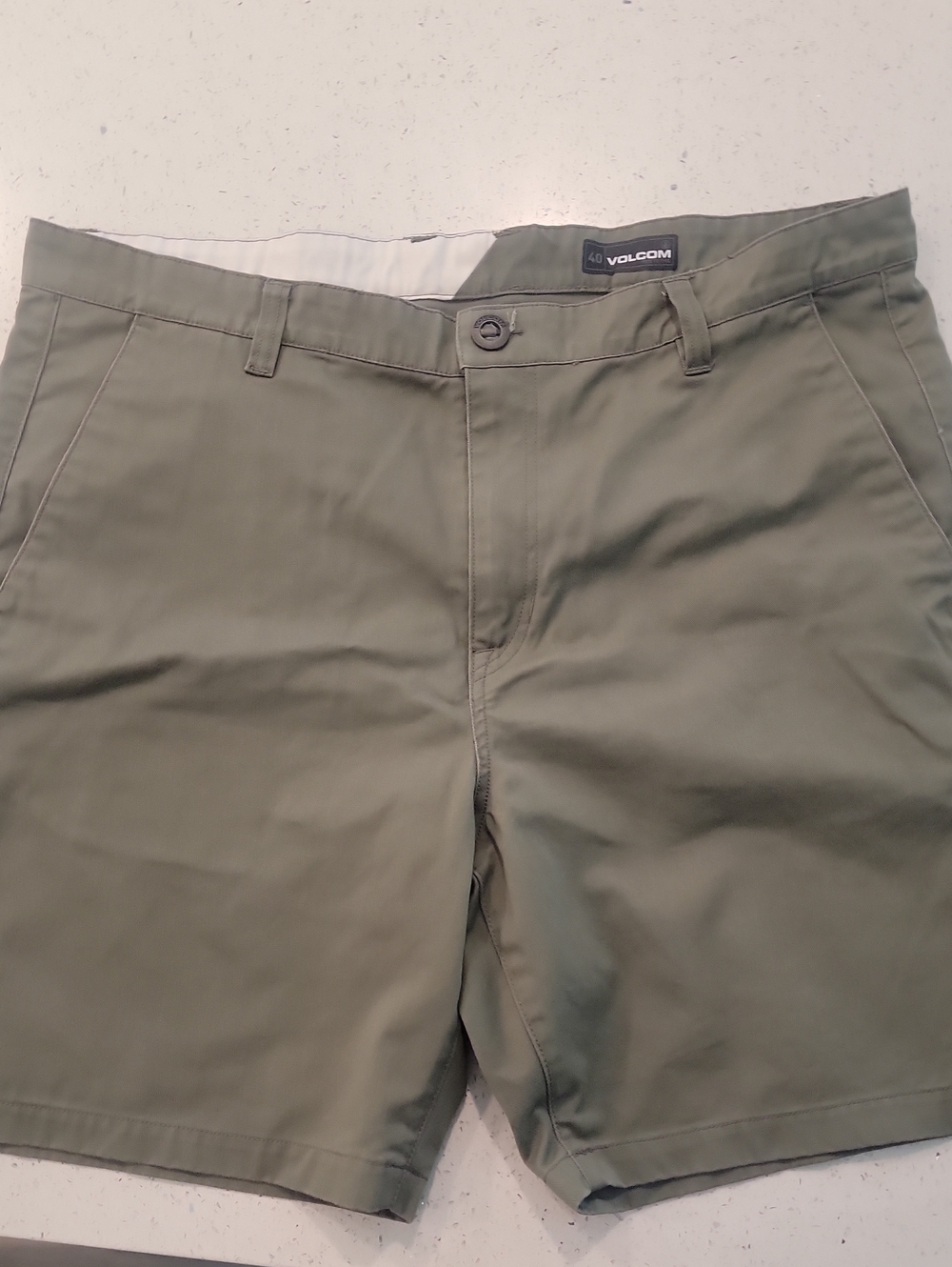 Volcom Men's Olive Chino Flat-Front Shorts